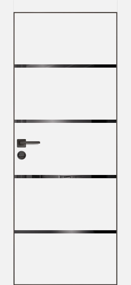 Фото Межкомнатная дверь PX-17 черная кромка с 4-х ст. Белый матовый