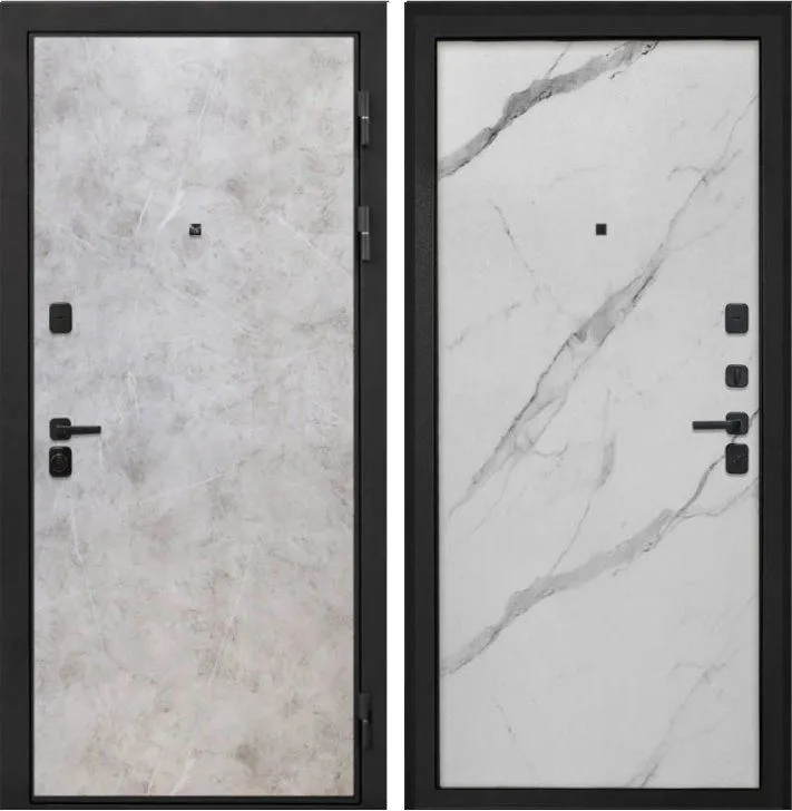 Фото Дверь Интекрон Профит Black (фурнитура черная) Мрамор светлый DIS007186
